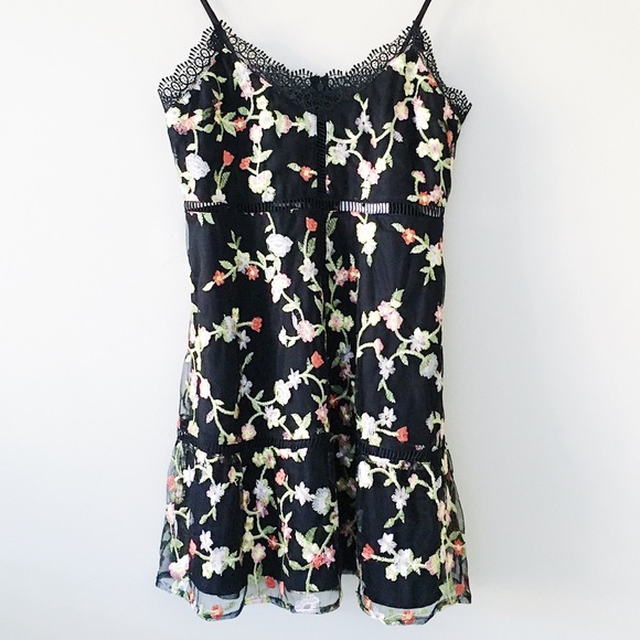 Jack by BB Dakota Dresses & Skirts - black embroidered floral dress